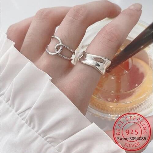 925 Sterling Silver Minimalist Knotting Cross Open Finger Ring Bague anillos For Women Accessories Gift S-R659