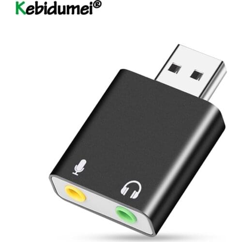 Kebidumei USB Sound Card USB To 3.5mm Audio Earphone Adapter External Sound Card 7.1 Audio Card For Mic Headphone Computer PC