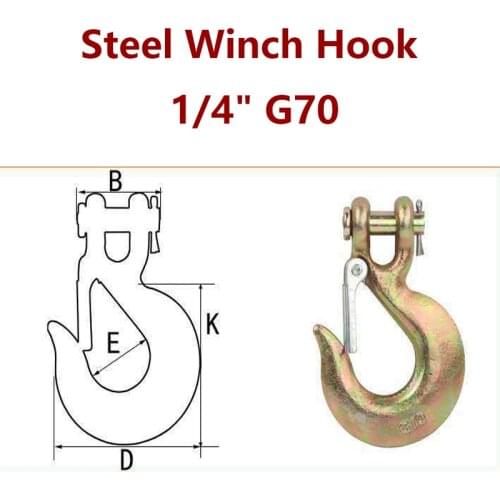 1/4" G70 Steel Clevis Winch Hook Recovery 4x4 4WD Off Road, Heavy Duty Chain Hook,Slip Hook Zinc Plated Alloy Steel
