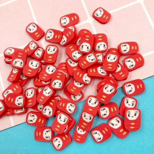 100g Kawaii Cartoon Red Doll Slices Polymer Hot Soft Clay Sprinkles for Slime DIY Crafts Tiny Cute Plastic Klei Accessories 10mm