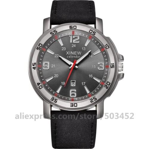 100pcs/lot XINEW Simple Calendar Leisure Watches Men Sport PU Belt Quartz Watch Factory Price Watch Cool Fashion Men Wristwatch