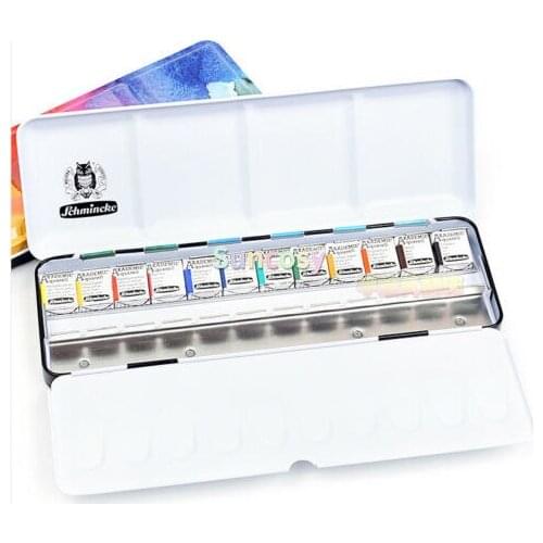 12 Colors SCHMINCKE Akademie Christmas Limited Edition Tin, Watercolor Pan Travel Set,75736 Artist Paints Set