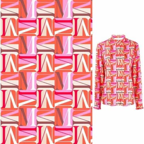 Custom spring and autumn hot womens printed fabric for dress shirt silk scarf headwear imitation silk material