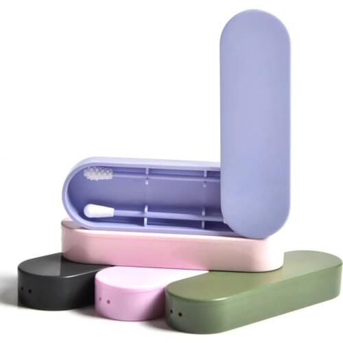 2PCS Portable Reusable Cotton Swabs Double-headed Silicone Swabs Sticks with Storage Box for Ear Makeup Cosmetics Cleaning Green