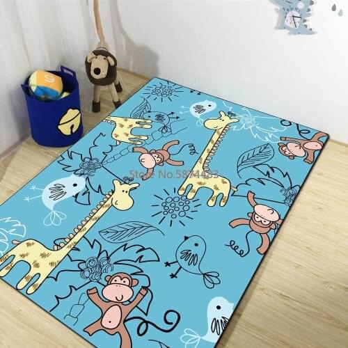 200*300cm Small Animal Cartoon Monkey Giraffe Childrens Room Living Room Bedroom Bedside Carpet Floor Mat Customization