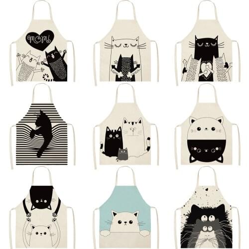 26 Style Creative Cute Cartoon Cat Apron Kitchen Straps Home Cooking Coveralls Waterproof/Oil-proof Waistband Kitchen Supplies