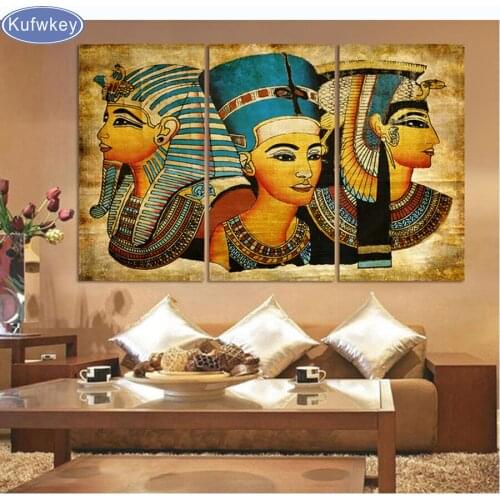3pcs 5D diy diamond painting Egypt Pharaoh Of Ancient ,cross stitch,full diamond embroidery,diamond mosaic needlework home decor