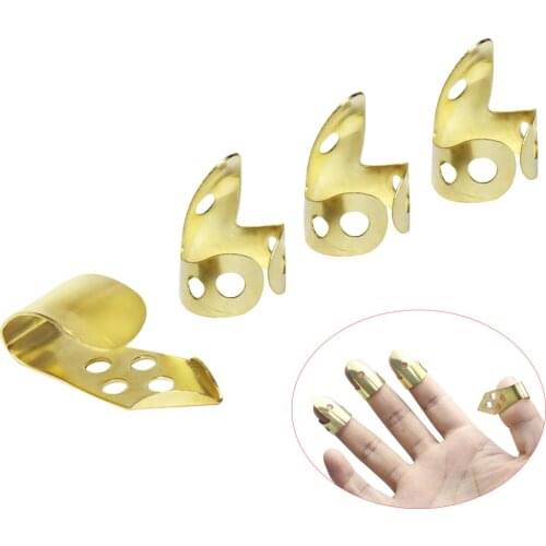 4 pcs/set 1 Thumb + 3 Finger Guitar Picks Celluloid Fingerpicks Guitar Plectrum Sheath For Acoustic Electric - Adjustable