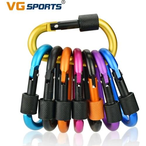 5pc Outdoor Camping Climbing Carabiner D Shape Mountaineering Buckle Fast Hang Mini Buckle Hook Aluminum Alloy Accessories