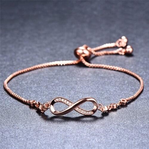 Bamos Female Charm Geometric Infinity Bracelet 3 Colors Adjustable AAA Cubic Zirconia Bracelet For Women Fashion WeddingJewelry