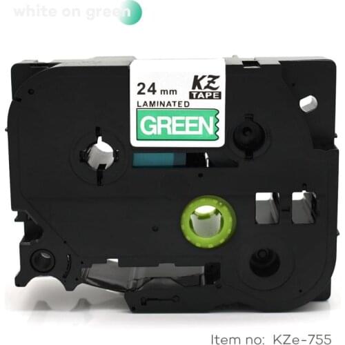 CIDY 3Pcs TZe755 TZe 755 Label Tape P Touch Compatible For Brother tz 755 tz755 White on Green Laminated Ribbon Cassette