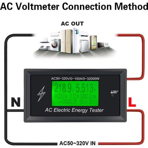 AC50~320V 100A Digital Voltage Meters indicator Power Energy Voltmeter Ammeter current Amps Volt wattmeter tester detector 3K KW