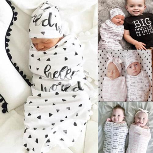 Pudcoco Baby Sleeping Bags 2Pcs/Set Newborn Swaddle Blanket Baby Cocoon Sleeping Bag Muslin Wrap Headband