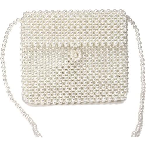 Ladies Designer Evening Bags For Party Purse Women Wedding White Bridal Bead Clutch Solid Bag With Shoulder Chain Phone Case