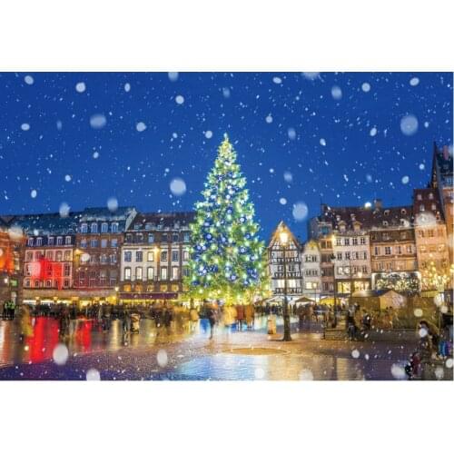 Christmas Decor Backdrop City Snow Scene Christmas Tree Background Newborns Photography Xmas Family Party Decoration Photo Booth
