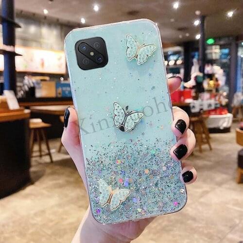 Phone case OPPO Reno4 Z butterfly Soft Transparent Bling Glitter OPPO Reno 4Z 5Z 6Z cover 5G