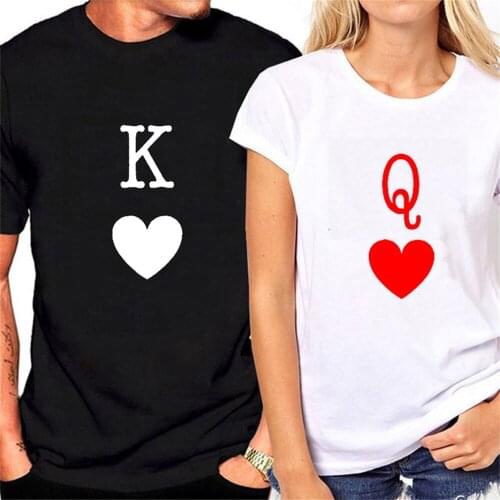 Women Matching Couple T Shirt Unisex His and Hers King Queen T-Shirt Men Short Sleeve Funny Graphic Print Lovers T-Shirts T5A0