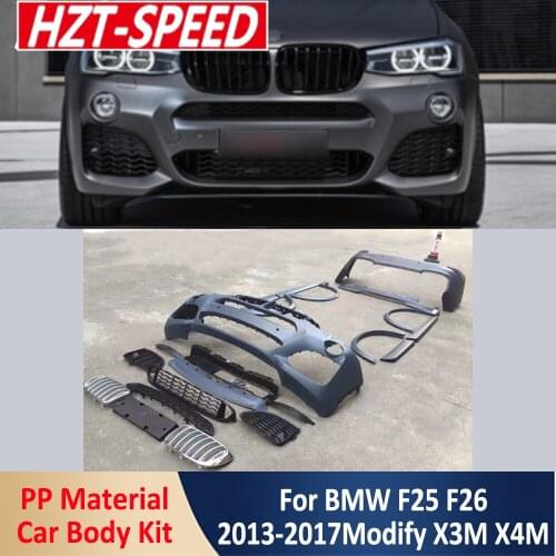 Car Body Kit F25 F26 Modify X3M X4M MT Type PP Unpainted Front Rear Bumper Side Skirts Grille Wheel Brow For BMW X3 X4 2013-17