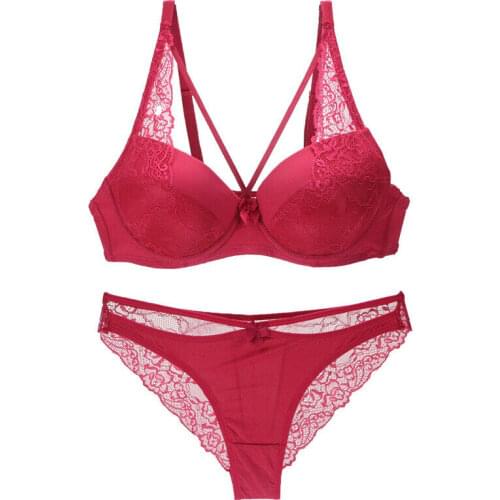 Sexy Women Bras Set Lace Push Up Underwear Sets Bra and Thong Bra Briefs Panties Intimates Sets A B C D DD E Size 32-44