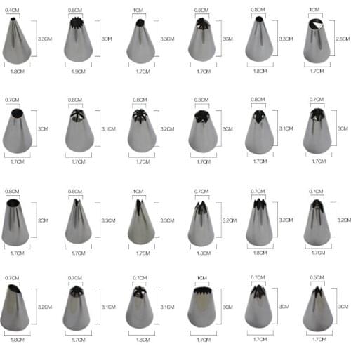 24Pcs/set Stainless Steel Icing Piping Nozzles Pastry Tips Cake Sugarcraft Decorating Tool Gift