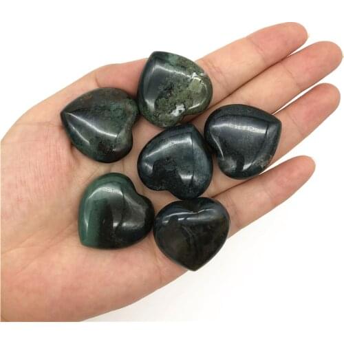 Beautiful 1/2pcs Natural Aquatic Agate Heart Shaped Crystal Gemstone Healing Chakra Polished Natural Quartz Crystals