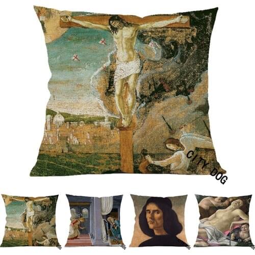 Christian Jesus Mystic Crucifixion Painting art Cotton and linen 45*45cm square pillow Cushion cover Home sofa Decor