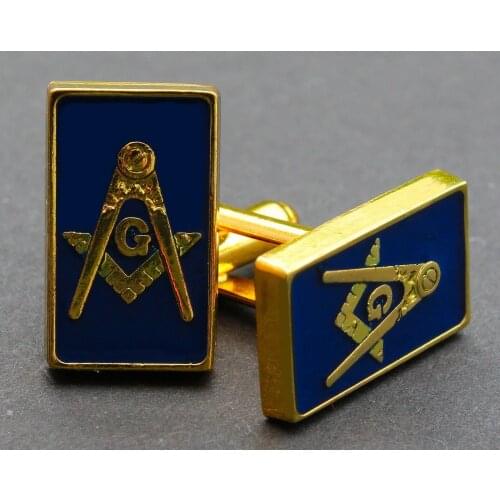 Masonic Cufflinks Square & Compass Blue Bass Best Quality