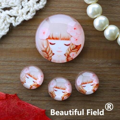 12mm 25mm 14mm 16mm 18mm 20mm Photo Glass Cabochons Round Cameo Set Handmade Settings Stone Girl QPP13