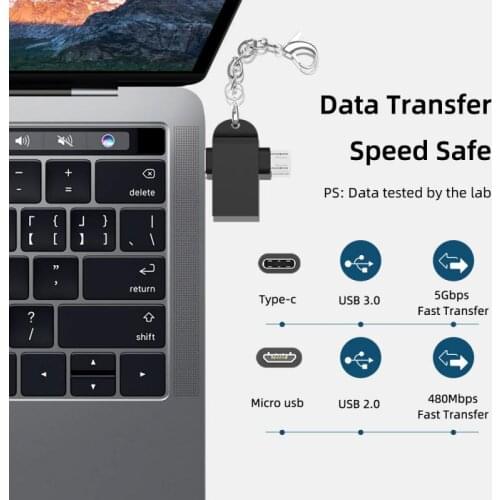 2-in-1 OTG Adapter For Android USB Type-C Aluminum Durable Adapter For Tablet & Hard Disk Drive & Flash Disk & USB Mouse