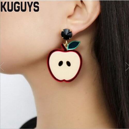 KUGUYS Fruits Apple Drop Earring for Womens Trendy Jewelry Lovely Acrylic INS Style Earrings Gift Fashion Womans Accessories