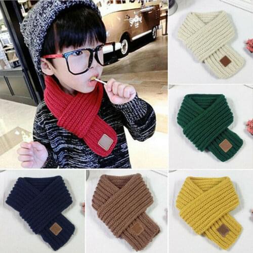 Lovely Boy Girl Kids Knitted Scarf Autumn Winter Warm Solid Scarf Fashion Children Girl Boy Knitting Wool Scarf Xmas Gifts