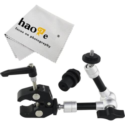 Haoge 7 inch Articulating Friction Magic Arm with Small Clamp Crab Pliers Clip for HDMI LCD Monitor LED Light DSLR Camera Tripod