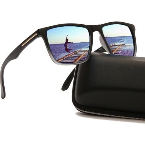 Polarized Sunglasses Men Brand Designer Vintage Square Eyewear For Male Black Frame Fishing Driving Sun Glasses UV400 Oculos