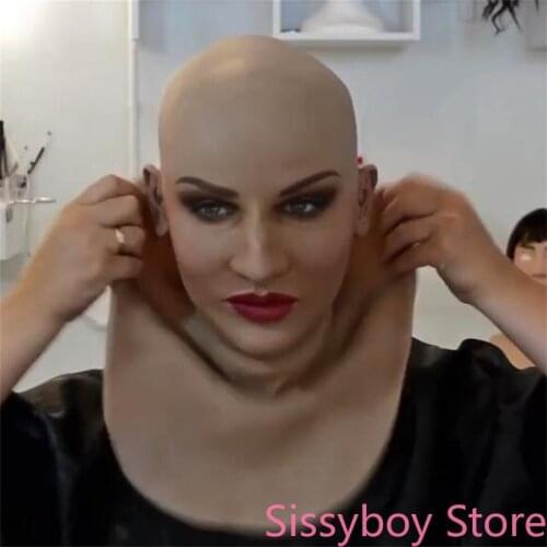 Scary Face Mask Party Masquerade Cosplay Grandma Silicone Full Head Latex Supersoft Bald Mask Fashion Funny