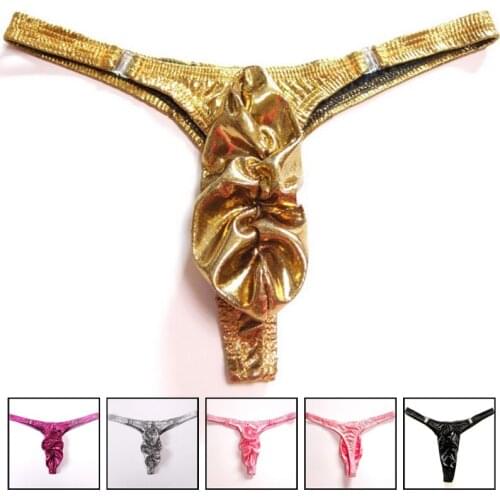 String homme Mens Lingerie Gay Jockstrap Tanga Thong Men Shiny Ruched Pouch Panties G-string Thong Bikini Underwear for Men