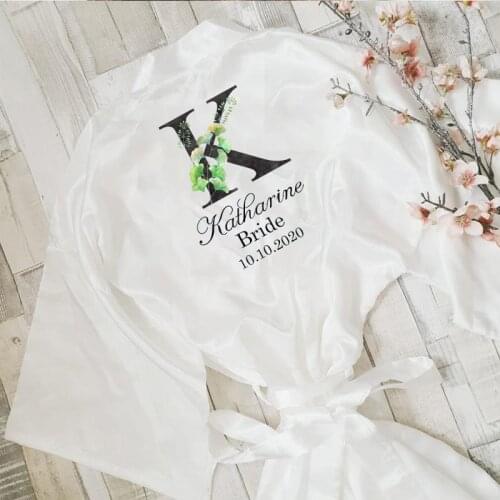 Wedding Bride Team Robes Personalized Flower Print Custom Name Bridal Party Robes Bridesmaid Robes gift