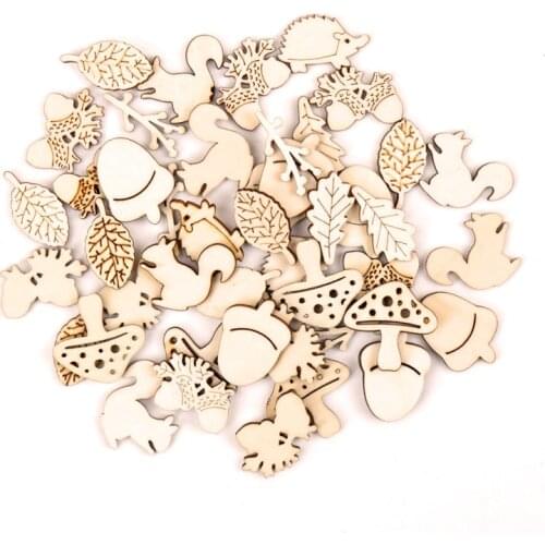 Home Decoration Hanging Ornament Accessory Painting Scrapbooking Craft Wooden DIY Animals Shape Handmade 25-30mm 20pcs