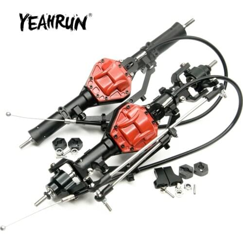 YEAHRUN Aluminum Front & Rear Axles with 4WD Lock for AXIAL SCX10 1/10 Scale RC Crawler Car Upgrade Parts