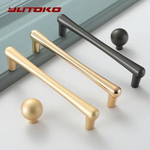 YUTOKO Cabinet Handles Drawer Knobs European Style Gold Kitchen Handle Cupboard Door Pull Gray Furniture Handle Cabinet Hardware