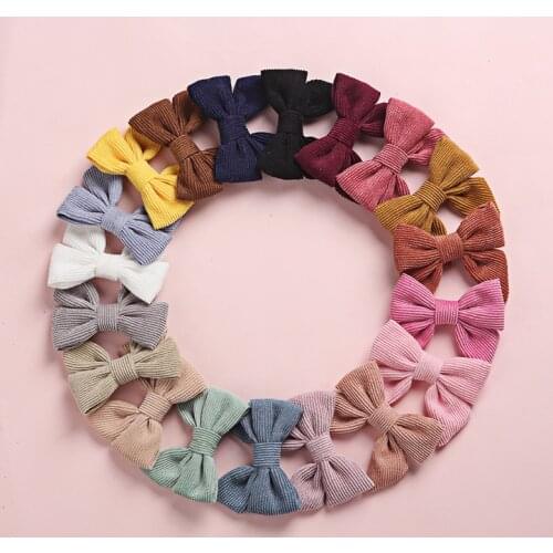Baby Girl Hair Clips Bows Children Corduroy Barrette Kids Spring Summer Vintage Hairpins Toddler Party Hairgrips Duckbill Clip