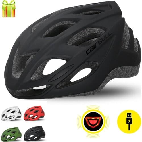 CAIRBULL Road Bicycle Safety Helmets with Tail Light City Leisure Mtb Racing Bike Integrally-Molded Ultralight Cycling Caps