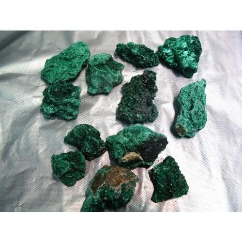 12 Very Rare Feather /Fibrous Green Malachite Crystal Mineral Specimen