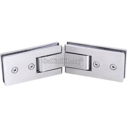 Brand New 2PCS 304 Stainless Steel Shower Glass Door Hinges 135 Degree Wall to Glass Clamps Hinges Brushed