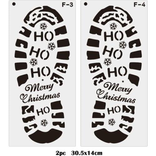2pc Christmas Footprints Painting Template DIY Scrapbook Coloring Embossing Album Decoration Stencil Cake Office School Supplies