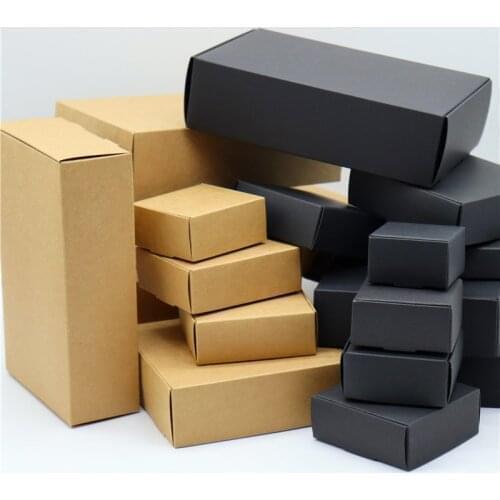24pcs/lot Kraft Paper Wedding Favor Gift Box Handmade Soap Box White Craft Paper Gift Box Black Packaging Jewelry Box