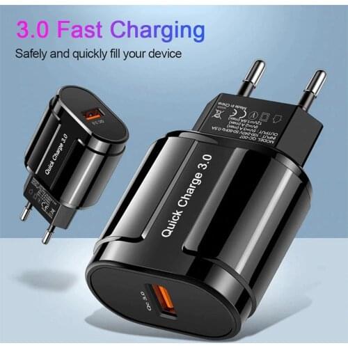 3A Quick Charger QC3.0 USB Charger EU US Wall Mobile Phone Charger Adapter for iPhone 11 12 Fast Charging for Samsung