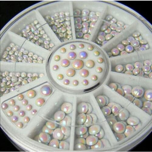 500pcs Hot 3 sizes together Multicolor white rivets Rhinestone Nail Art Decoration 6cm 12 grid Nail turntable