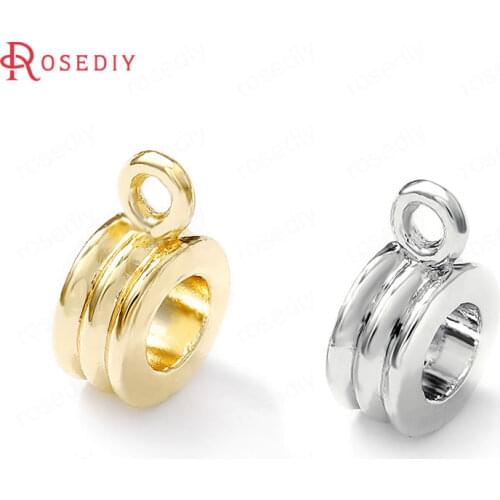 30905)6PCS 9x13x4.5MM 24K Gold Color Brass Spacer Beads Charms Connector Jewelry Making Supplies Diy Findings Accessories