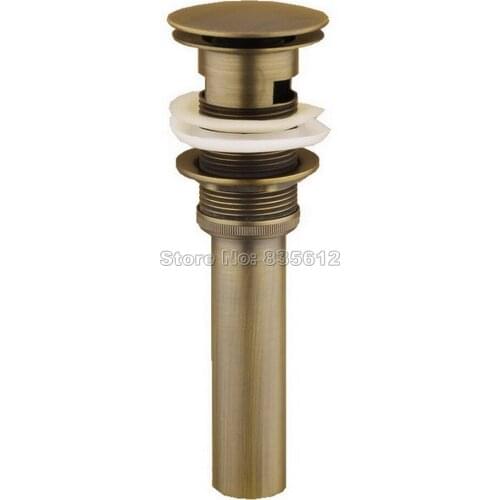 Antique Brass Large Round Cap Pop UP Sink Basin Waste / Drain With Overflow Wsd003