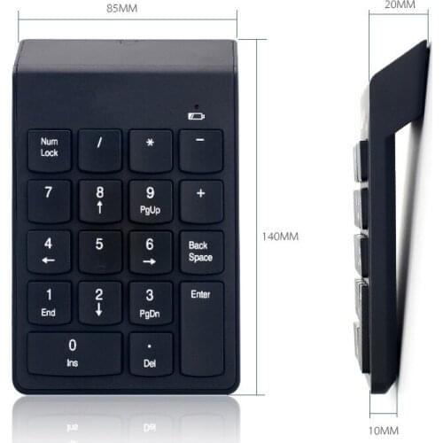 Wireless 18 Keys Numeric Keyboard Mini Portable Numpad Support Desktop and Laptop with Windows System